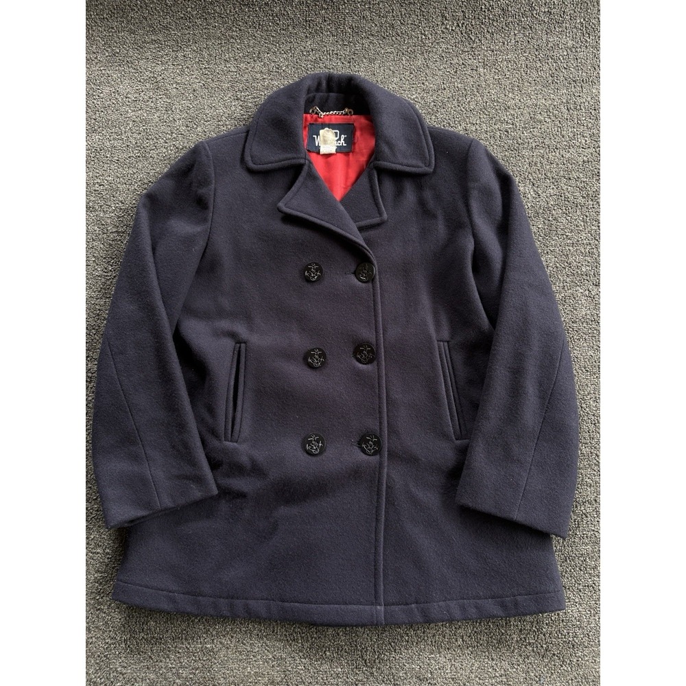 Vintage Woolrich Women's Navy Wool Peacoat Size 12 USA Made